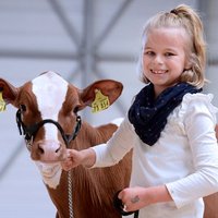 Grüne Tage Thüringen 2022, Messe Erfurt, Mädchen mit Kalb